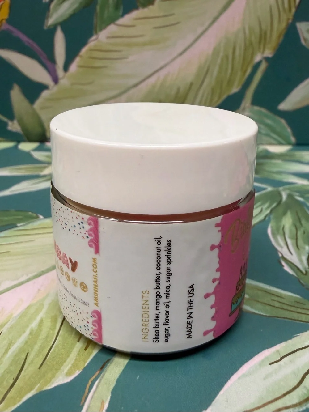 Aminnah Birthday Cake Lip Scrub 1 oz Organic Sugar Lip Exfoliator NWT